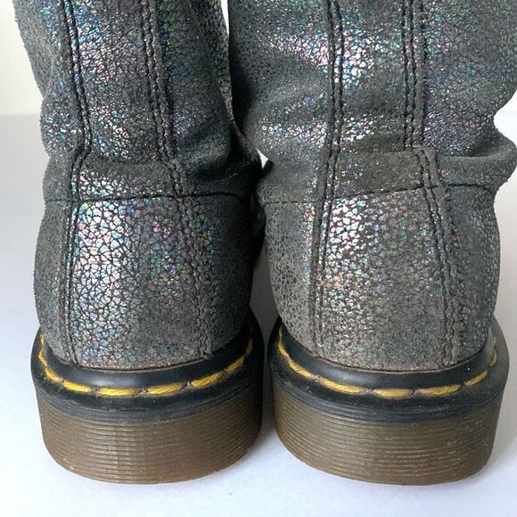 Dr. Martens 1460 Pascal Iridescent Crackle Combat Grunge Boots Gunmetal Sz 7 - Picture 3 of 11